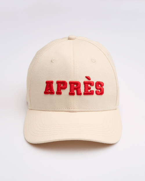 Beige cap with red 'APRES' text